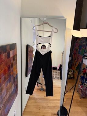 Black and White Cutout Jumpsuit